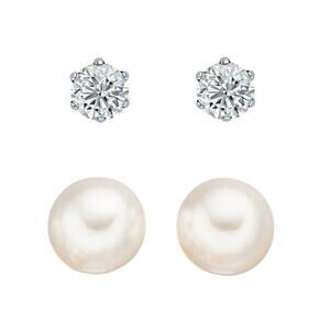 5/15 NWT 2 pair Cubic Zirconia and pearl style earrings